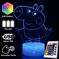 Lampe 3D Peppa Pig caractéristiques et télécommande