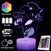 Lampe 3D Sonic Boom caractéristiques et télécommande