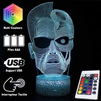 Lampe 3D Visage Terminator caractéristiques et télécommande