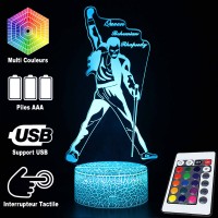 Lampe 3D Freddie Mercury caractéristiques et télécommande