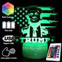 Lampe 3D Trump USA caractéristiques et télécommande