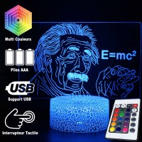Lampe 3D Albert Einstein caractéristiques et télécommande