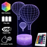 Lampe 3D Ballons Montgolfières caractéristiques et télécommande