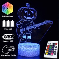 Lampe 3D Citrouille Guitare caractéristiques et télécommande