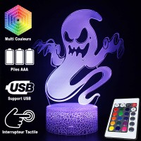 Lampe 3D Fantôme Halloween caractéristiques et télécommande