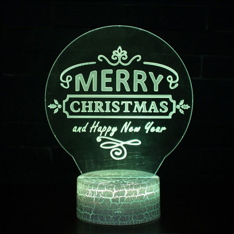 Lampe 3D Merry Christmas Happy New Year
