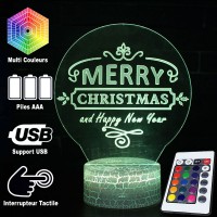 Lampe 3D Merry Christmas Happy New Year
