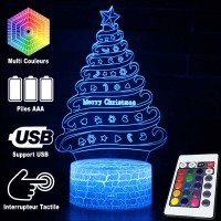 Lampe 3D Sapin Joyeux Noël caractéristiques et télécommande