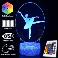 Lampe 3D Danseuse de ballet caractéristiques et télécommande