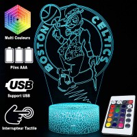 Lampe 3D Boston Celtics caractéristiques et télécommande