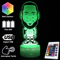 Lampe 3D Jouer 23 Basketball  caractéristiques et télécommande