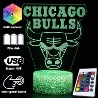 Lampe 3D Chicago Bulls caractéristiques et télécommande