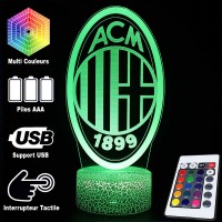 Lampe 3D AC Milan Logo caractéristiques et télécommande
