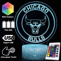 Lampe 3D Logo Chicago Bulls caractéristiques et télécommande