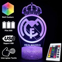 Lampe 3D Real Madrid Logo caractéristiques et télécommande