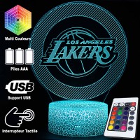 Lampe 3D Los Angeles Lakers caractéristiques et télécommande