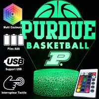 Lampe 3D Purdue Basketball caractéristiques et télécommande