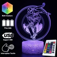 Lampe 3D Skateboardeur caractéristiques et télécommande