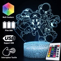 Lampe 3D Mario Luigi Wario Yoshi télécommandes