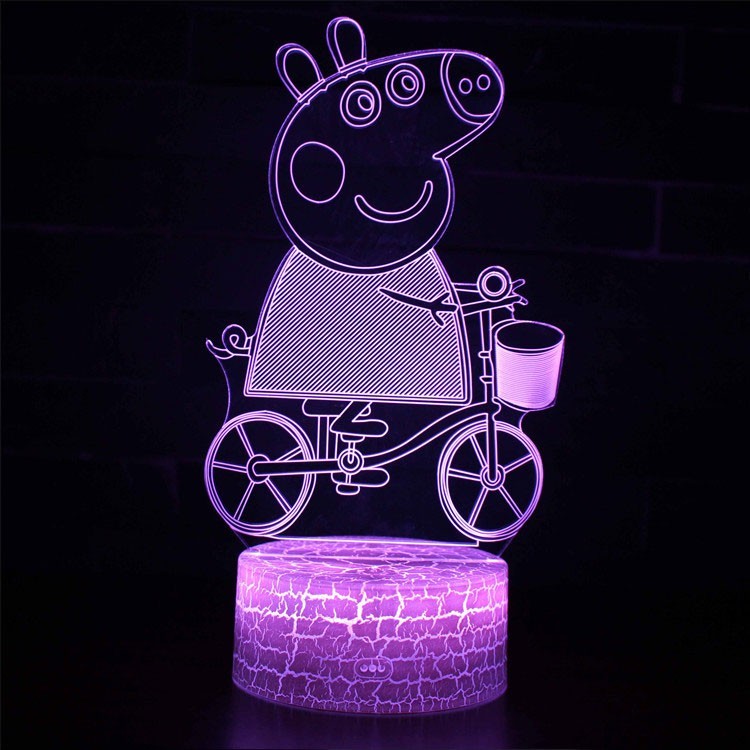 Lampe 3D Maman Pig à Vélo